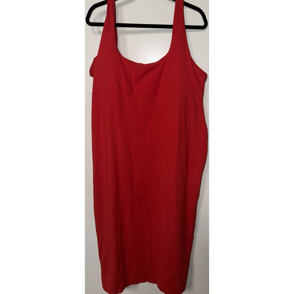 Fabletics PureLuxe Stretch Knit Scoop Neck Long Maxi Dress Heated Red 4x